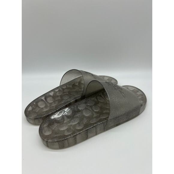Coach Ulyssa Logo Transparent Slides Silver Glitter Jelly Slides Size 10B NEW - Picture 10 of 12